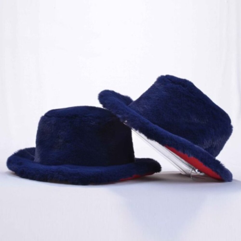 Men's Fashion Navy | Red Bottom Faux Fur Hat NWT